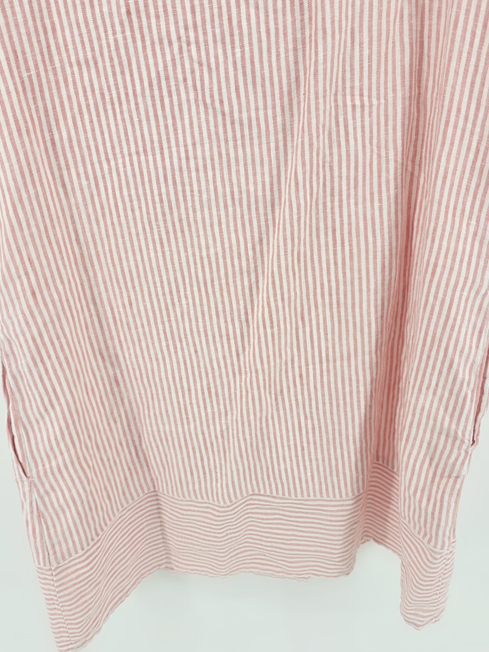 Garnet Hill Salmon Pink and White Striped 100% Linen Dress NWT Boho Minimalist - Picture 10 of 12